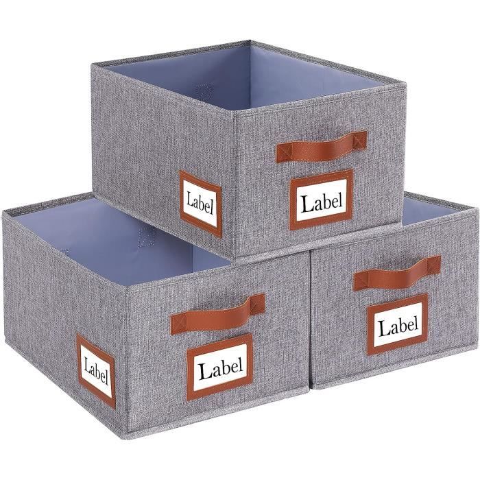 Boîtes De Rangement OUTBROS - Lot De 3, 38x25x25cm, Tissu Pliable, Blanc