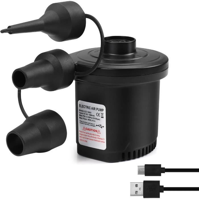 Pompe à Air Électrique OWill 600W – 2 En 1 Gonflage/Dégonflage – 3 Buses – Pour Matelas, Ballons, Piscines – Bleue