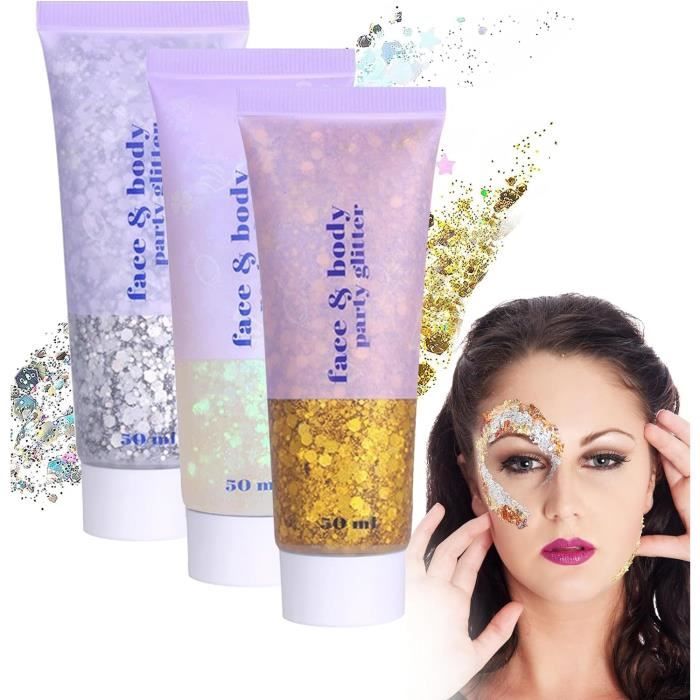 Gel à Paillettes pour le Corps,Paillette Cheveux Visage,Body Glitter