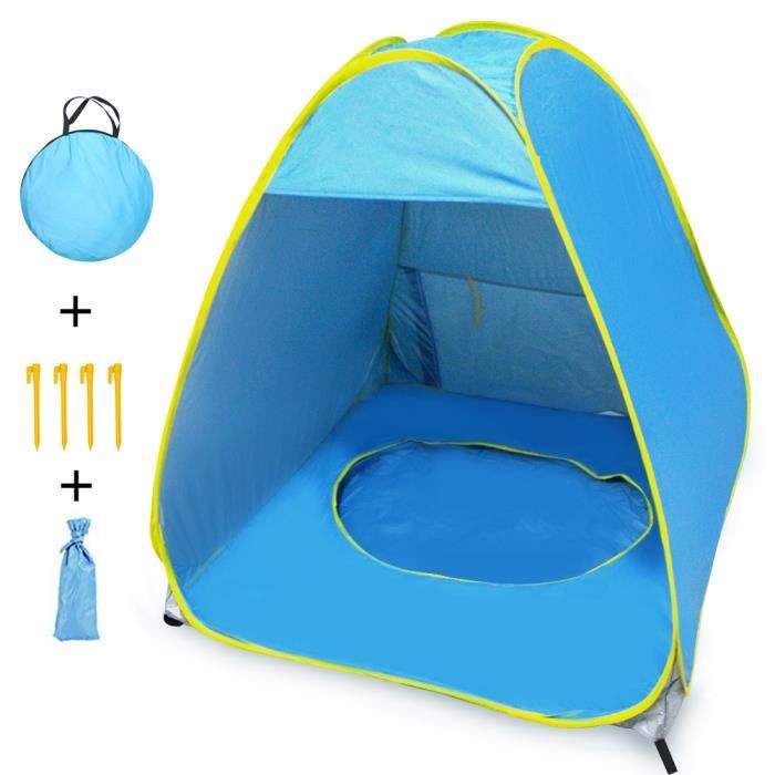 Yorgewd bébé Tente de plage pop-up Tente de bébé avec piscine de plage automatique pliable portable Tente de plage Protection solaire anti UV très approprié pour les vacances pour 1–2 personnes
