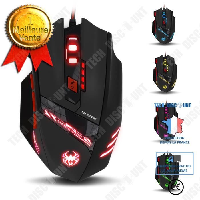 TD® Souris GAMING filaire Bureau DPI réglable adhérence parfaite contrôle main fonction USB plusieurs touches rétro éclairage
