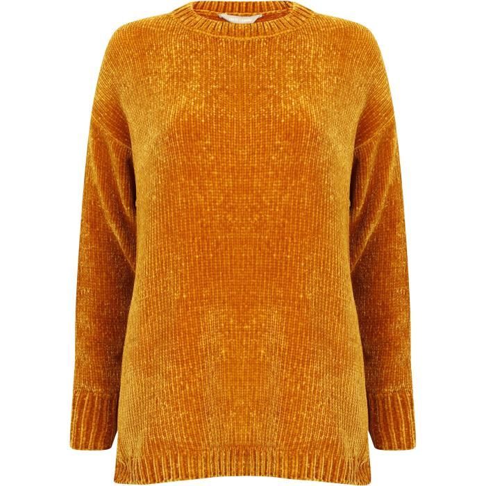 TOKYO LAUDRY Robe Pull Uni Chenille Jaune Moutarde Femme Ocre Cdiscount Pret a Porter