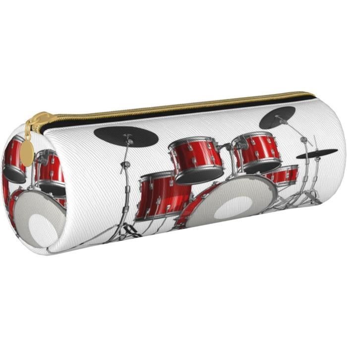 ESNAIUVCD Trousse à Crayons Cylindrique En Cuir Avec Fermeture éclair - Imprimé Rose - Haute Qualité - Multifonctionnel - Pour Les étudiants, Blanc, Taille Unique, Trousse De Beauté