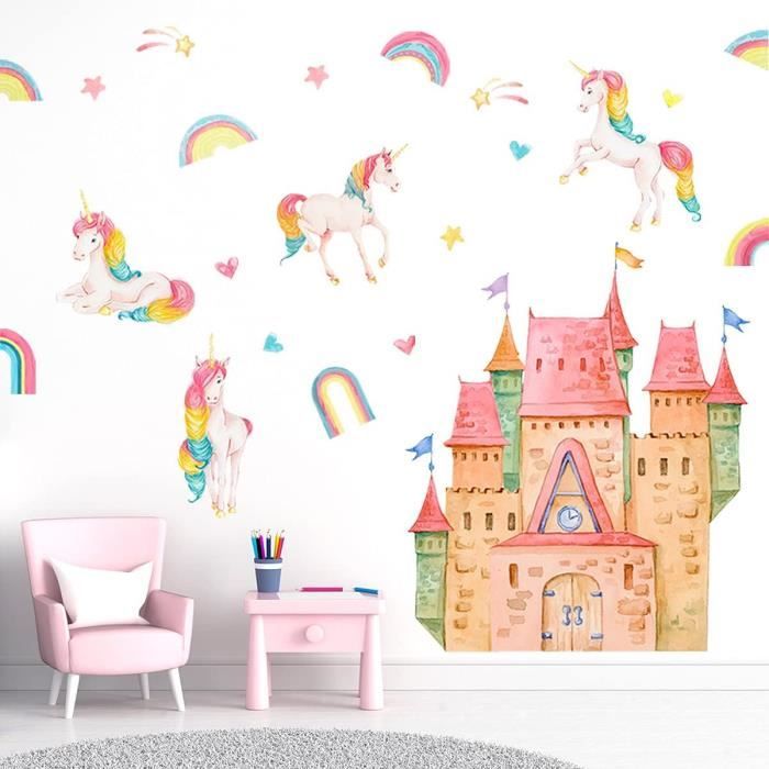 Murale Autocollante Pour Chambre – Château Magique, Vert Clair, Pulaton