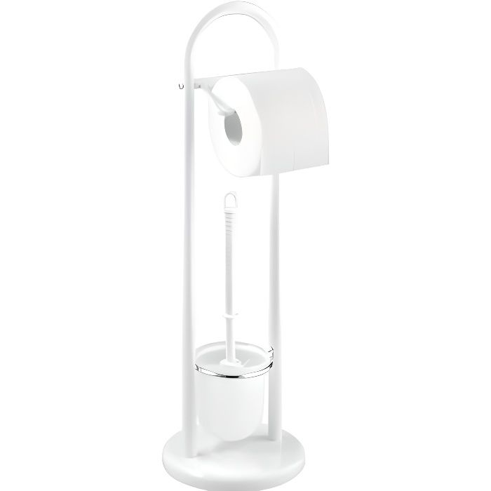 Brosse Wc Wenko Combiné WC MSV - Abattant Inox & Verre Blanc Élégant Serviteur Wc