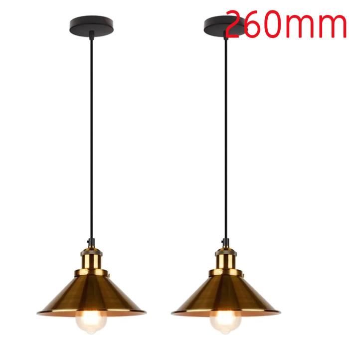 UNI 2PCS Suspension Luminaire Industrielle Vintage Lustre Lampe Suspendue Doré