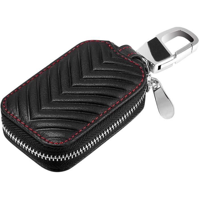 Etui en cuir veritable noir pour porte cles de voiture intelligent porte monnaie pour cles de telecommande pochette pour Cdiscount Auto