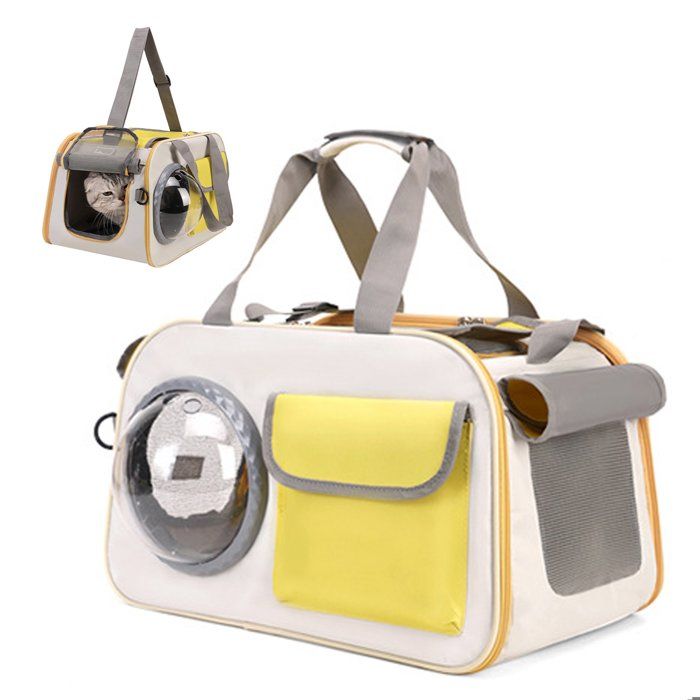 Comparer les prix de Sac Transport Chat Chien, Respirant et Pliable, avec fenêtre d'observation, Laisse de Sécurité Intérieure,jaune, pour sortie voyage