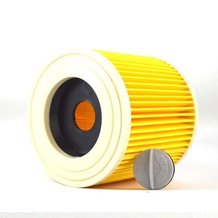 Filtre Plissé Jaune Pour Aspirateurs Kärcher WD (série 2) – Compatible Plusieurs Modèles – Neuf Sous Blister