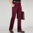 Pantalon Chino Homme Coupe Droite Business Taille Haute Pantalon Elegant Coton Couleur Unie-1