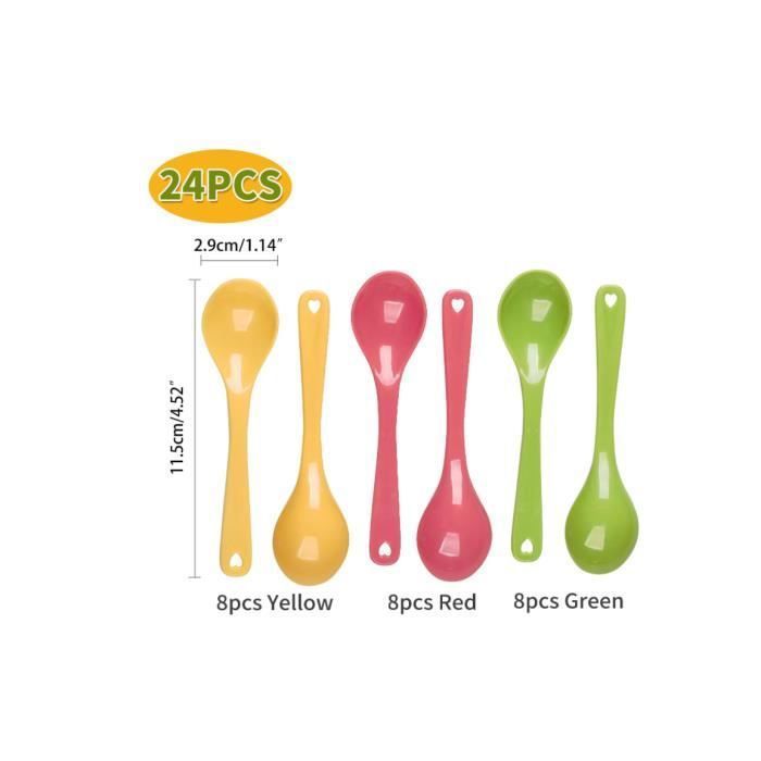 KUBDPQOR Lot De 50 Cuillères En Plastique Colorées Réutilisables – Cuillères à Dessert, Thé Et Café Arc-en-Ciel, Sans BPA
