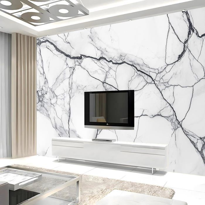 Papier Peint Photo Wallpaper Mural,3D Panoramique Murale Marbre Blanc ...