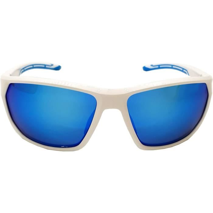 De Soleil Polarisées À Rayures Blanches Avec Verres Miroir Bleu Glacier, Marron, 130Mm