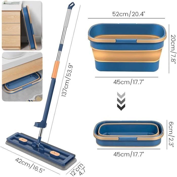 Midyb Grand Balai Serpillère, Balai Serpillère Industriel Avec 2 Tampons Long Manche, Balais