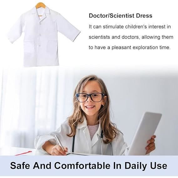 Dr. James Blouse de laboratoire unisexe de qualité supérieure pour enfants, plusieurs poches, coupe classique, fermeture à bouton-pression dissimulée, gamme de tailles 2 à 16 ans, BLANC Dr. James Blouse de laboratoire unisexe de qualité supérieure pour enfants, plusieurs poches, coupe classique, fermeture à bouton-pression dissimulée, gamme de tailles 2 à 16 ans, BLANC
