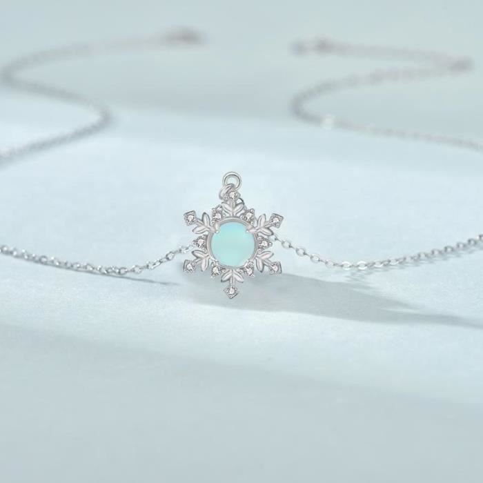 Collier Argent Avec Cabochon Blanche-Neige 20mm - Pochette Cadeau Offerte !