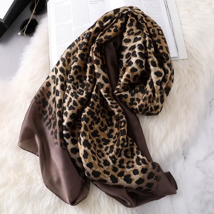 Foulard En Soie Léopard LumiSyne - Carré 53x53 Cm - Soie De Mûrier - Multifonction : Écharpe, Bandeau, Accessoire Cheveux