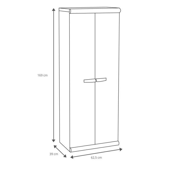 Armoire de Rangement Résine Tressée Grise Armoire de Jardin 180 cm - Ciel & terre Commerce