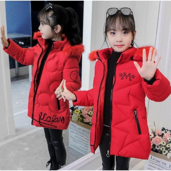 Manteau d'hiver pour fille ECELEN Rouge Longueur rembourrée