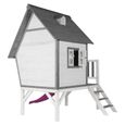 AXI Cabin XL Maison Enfant avec Toboggan violet | Aire de Jeux pour l'extérieur en gris & blanc | Maisonnette/Cabane de Jeu en Bois-2