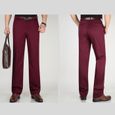 Pantalon Chino Homme Coupe Droite Business Taille Haute Pantalon Elegant Coton Couleur Unie-2