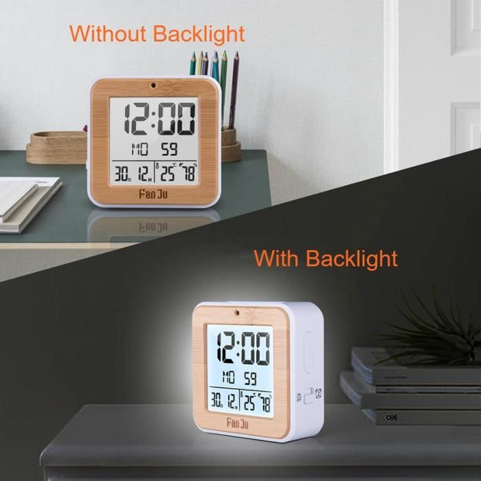 Petite horloge numérique LED en bois, mignon, contrôle du son, affichage  USB de la température, horloge électronique de Table de bureau, 2018