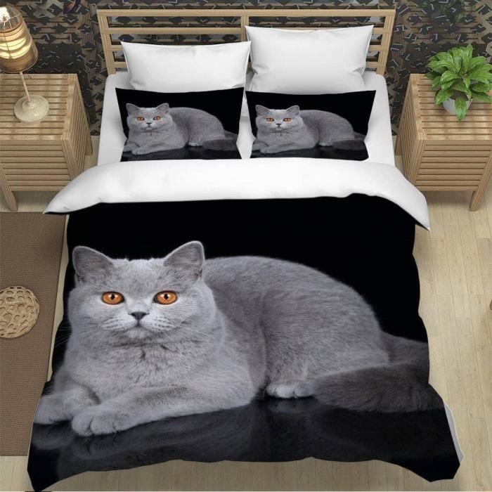 Parure de lit 3 pièces avec housse de couette réversible 100 % microfibre avec fermeture éclair Parure de lit 3 pièces avec housse de couette réversible 100 % microfibre avec fermeture éclair
