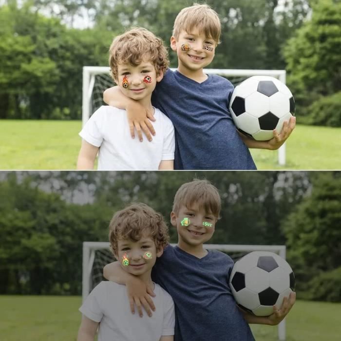 Tatouages Temporaires Football Lumineux - Déguisement Anniversaire Enfant - Pack Multimodèles
