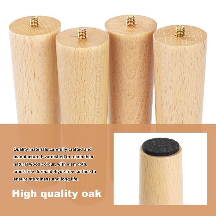 Pieds De Table En Bois De 15 Cm Lot De 4 Pieds De Meubles En Bois Massif Inclinés Coniques Avec Plaques De Montage Et Vis Pour Canapé (Inclinaison) | Leroy Merlin