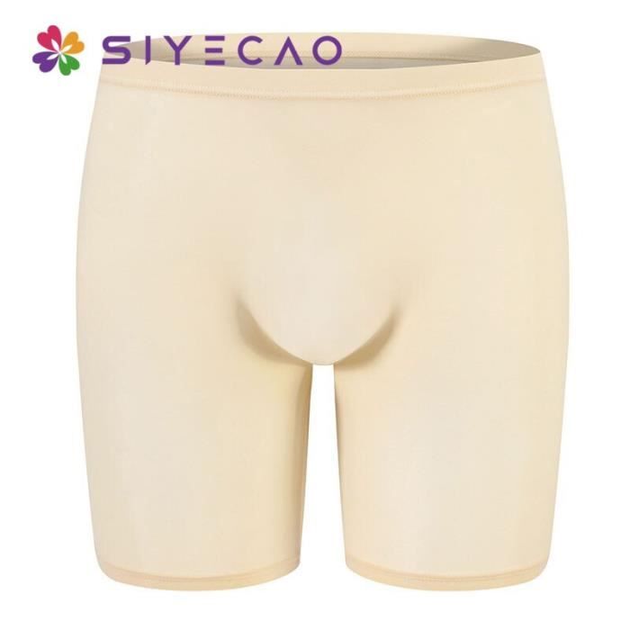 Sous vetement Boxer Long sans couture en soie glacee pour homme sous vetement solide avec poche convexe Type A Yellow 1pc Blanc Cdiscount Pret a Porter