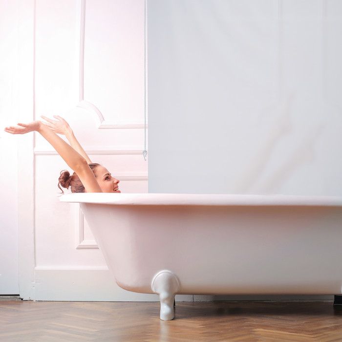 Relaxdays Rideau de douche 180 x 180 cm salle de bain motifs Pierres Zen anti-moisissures, bleu - Maison
