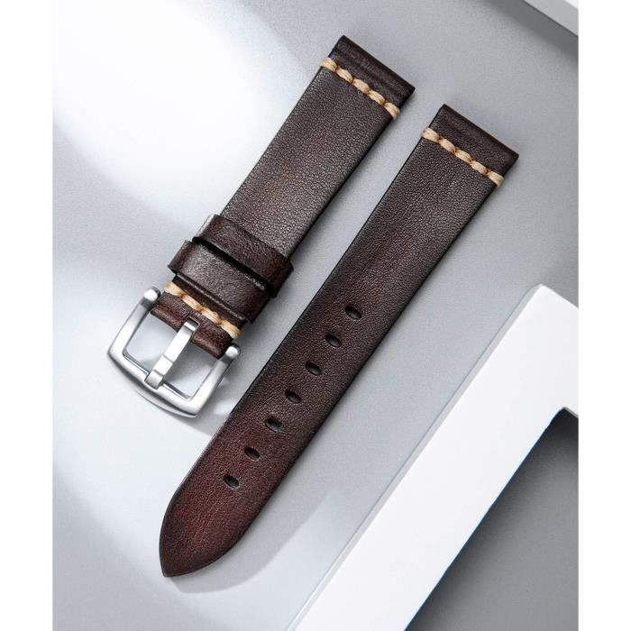 Bracelet De Montre En Cuir épais Marron Pour Homme - Largeurs 20/22/24/26 Mm - Fait Main UK