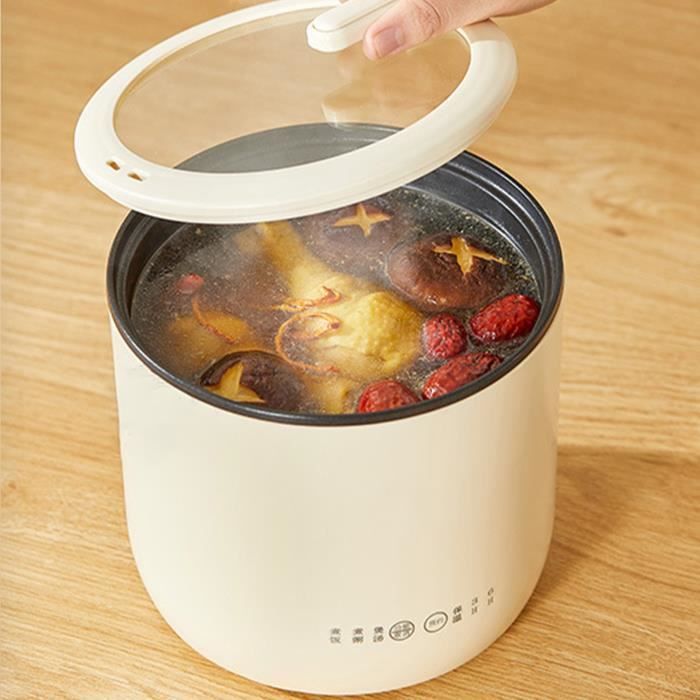 Mini Cuiseur à Riz Voiture 12V - 1 Litre - 100W - Cuisine Portable Pour Voyage Et Camping - Blanc