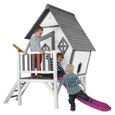 AXI Cabin XL Maison Enfant avec Toboggan violet | Aire de Jeux pour l'extérieur en gris & blanc | Maisonnette/Cabane de Jeu en Bois-3