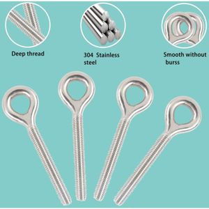 Lot De 2 Anneaux Avec Tige Filetée Inox A4 - M8 X 80mm - FP INOX - Neufs