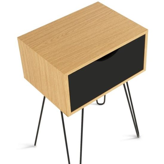 Lot De 2 Tables De Chevet 1 Tiroir Noemi Bois Pied Epingle Achat Vente Chevet Lot De 2 Tables De Chevet 1 Cdiscount