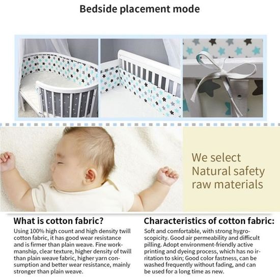 Tour de lit bébé 200 x 30 cm, coussin barrière anti-collision pour berceau contour lit bébé respirant en coton, nuages bleu - Puériculture & Eveil bébé Tour de lit bébé 200 x 30 cm, coussin barrière anti-collision pour berceau contour lit bébé respirant en coton, nuages bleu - Puériculture & Eveil bébé