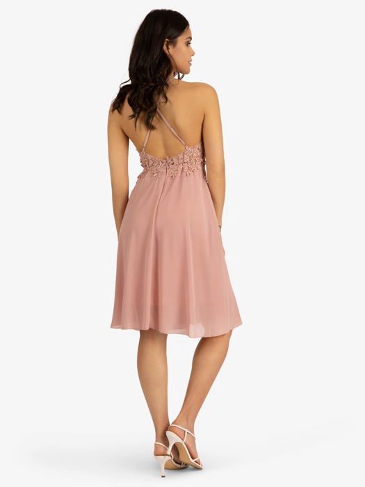 Robe de Soirée Courte/Mini, Coupe A-Line/Princesse, Décolleté Plongeant en V, Sans Manches, Robe de Cocktail, de Bal, de Retour à la Maison, avec Corsage Illusion, Appliques, Perles main image 1