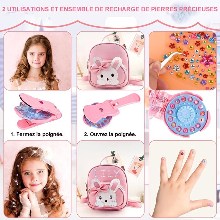 Machine à Strass Cheveux – 180 Gemmes, Kit Bedazzler Créatif, Fille Enfant, Voyage, Paillettes