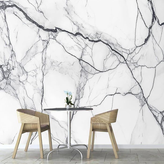 Papier Peint Photo Wallpaper Mural,3D Panoramique Murale Marbre Blanc ...