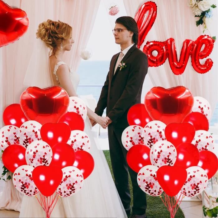 50 Pièces Rouge Amour Ballons coeur rouge Latex Cœur des ballons pour la  Saint Valentin mariage anniversaire fiançailles anni 438 - Cdiscount Maison