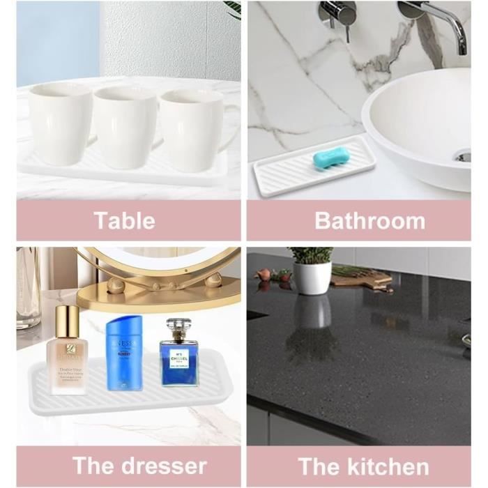 Porte-éponge de Comptoir 8,3 X 3,4 X 3,7 Pouces en Acier Inoxydable 304 Support de Rangement pour évier de Cuisine avec Séparateur et Bac D'égouttage, Panier à Savon pour la Cuisine