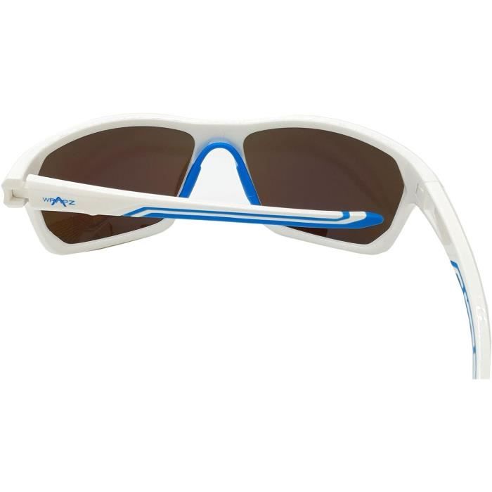 De Soleil Polarisées À Rayures Blanches Avec Verres Miroir Bleu Glacier, Marron, 130Mm