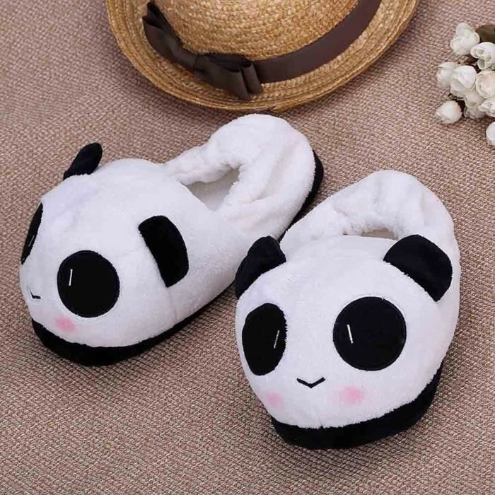 Pantoufle en Peluche Femme Chausson Panda Tout Compris Menager en