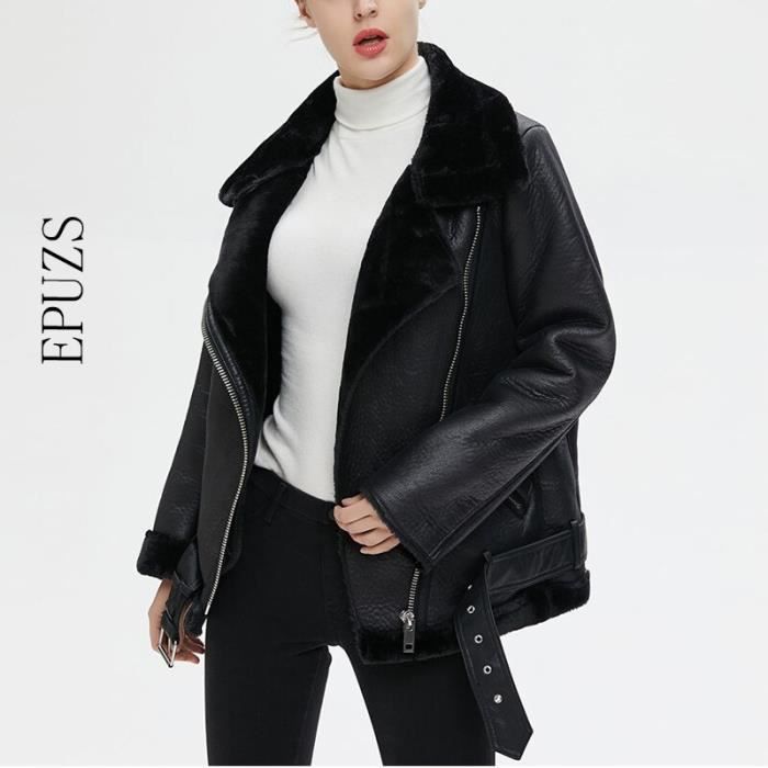 Veste biker fourrure 2025 femme