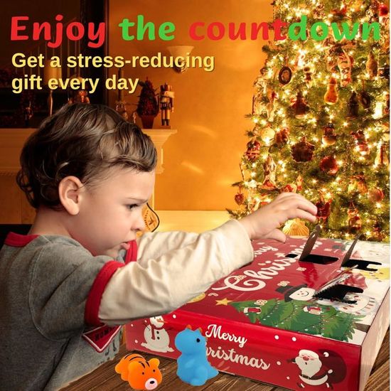 Calendrier De L'Avent 2025, 24 Squishy Mochi Dont Mochi Père Noël