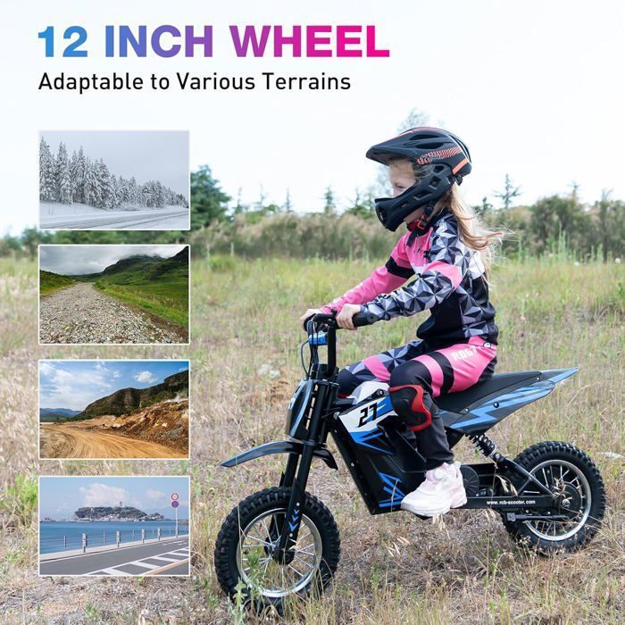 Rcb Moto Électrique Pour Enfants 4+ Ans - Vitesse 25 Km/h - 350w - Batterie 36v/5.2ah - Vert à Prix