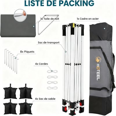 HOTEEL Tonnelle 3x3m Imperméable Avec 4 Parois Amovibles - Stable Et Résistante, Idéale Mariage Et Événements, Blanc
