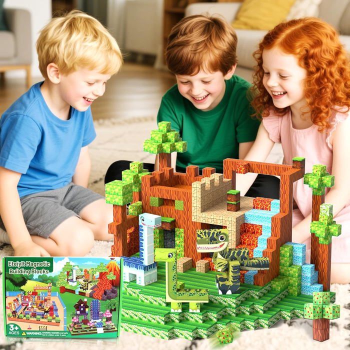 Blocs Magnétiques 172 PCS - Constructions Magnétiques STEM Montessori