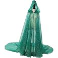 Cape à Capuche pour Femme - Cape de Mariage avec Longue traîne - Durable et Doux - Costume d'halloween - Cape en Tulle -, Vert-0